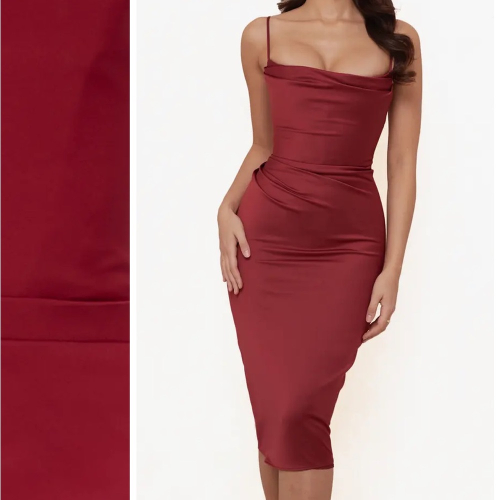 HOUSE OF CB Anja Satin Corset Midi Dress XS